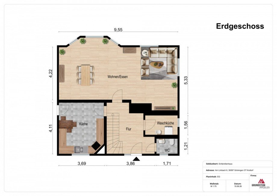 Erdgeschoss Einfamilienhaus Gr�ningen