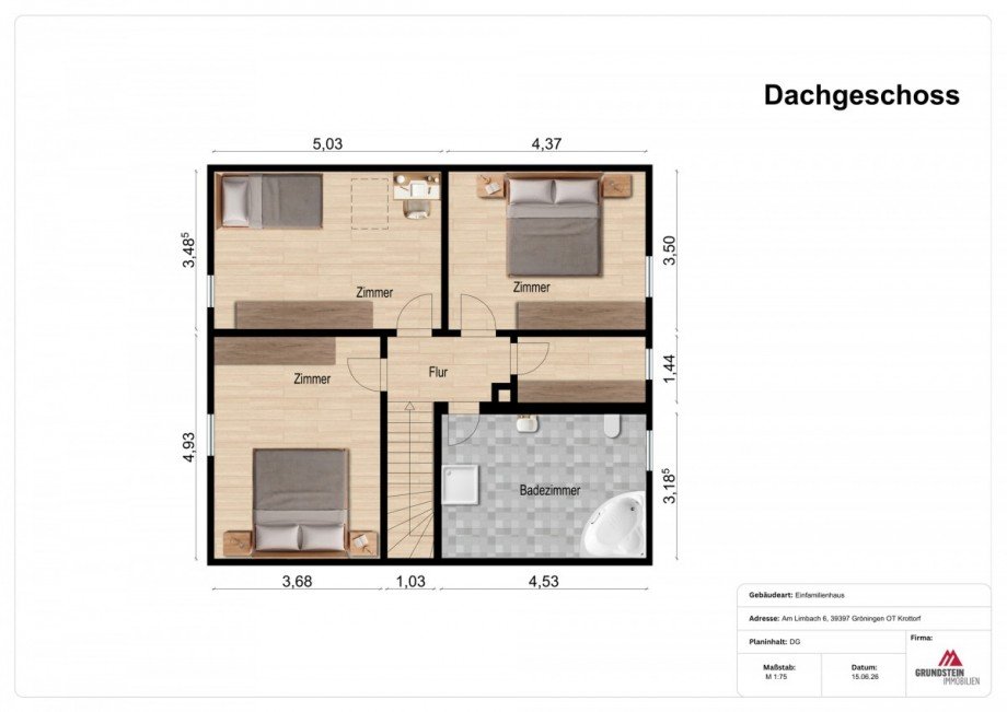 Dachgeschoss Einfamilienhaus Gr�ningen