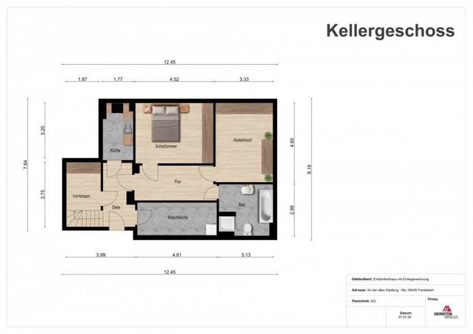 Grundriss Kellergeschoss Einfamilienhaus Aschersleben OT Freckleben