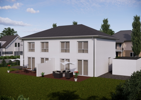 R�ckansicht Doppelhaush�lfte Halberstadt
