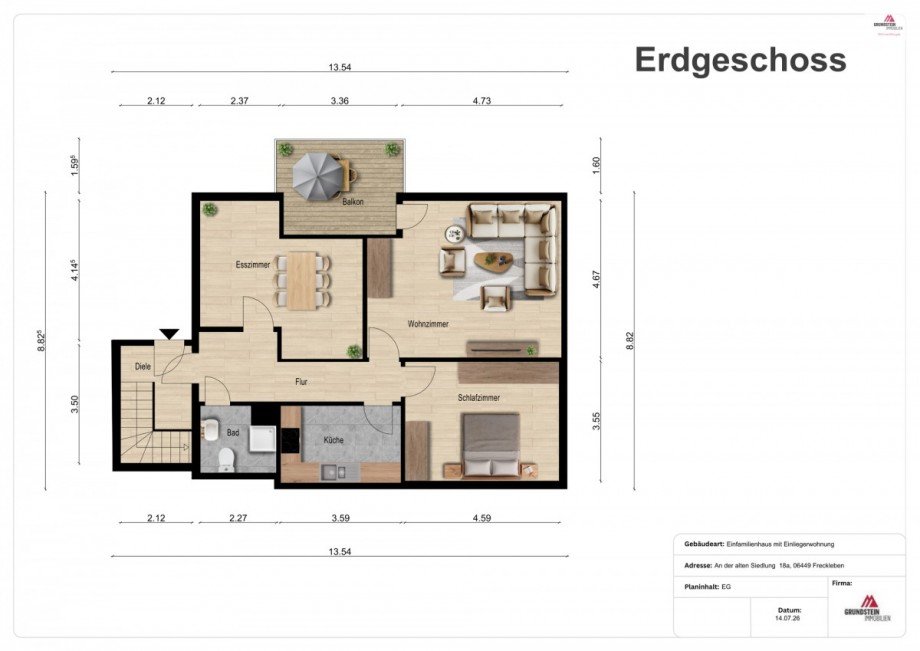 Grundriss Erdgeschoss Einfamilienhaus Aschersleben OT Freckleben
